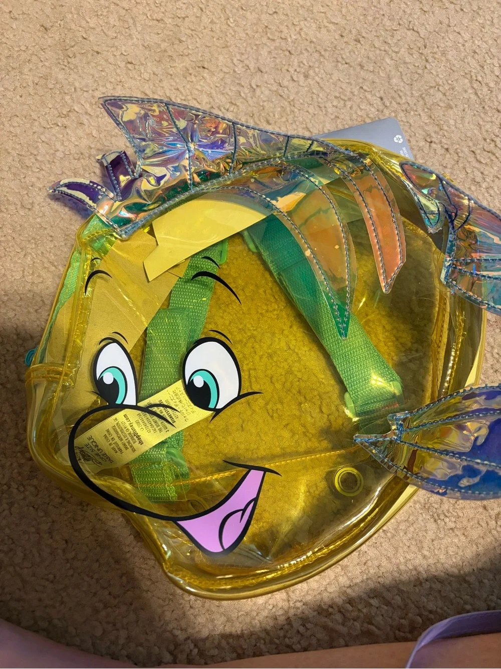 Yellow Flounder little mermaid Clear Backpack - nwt